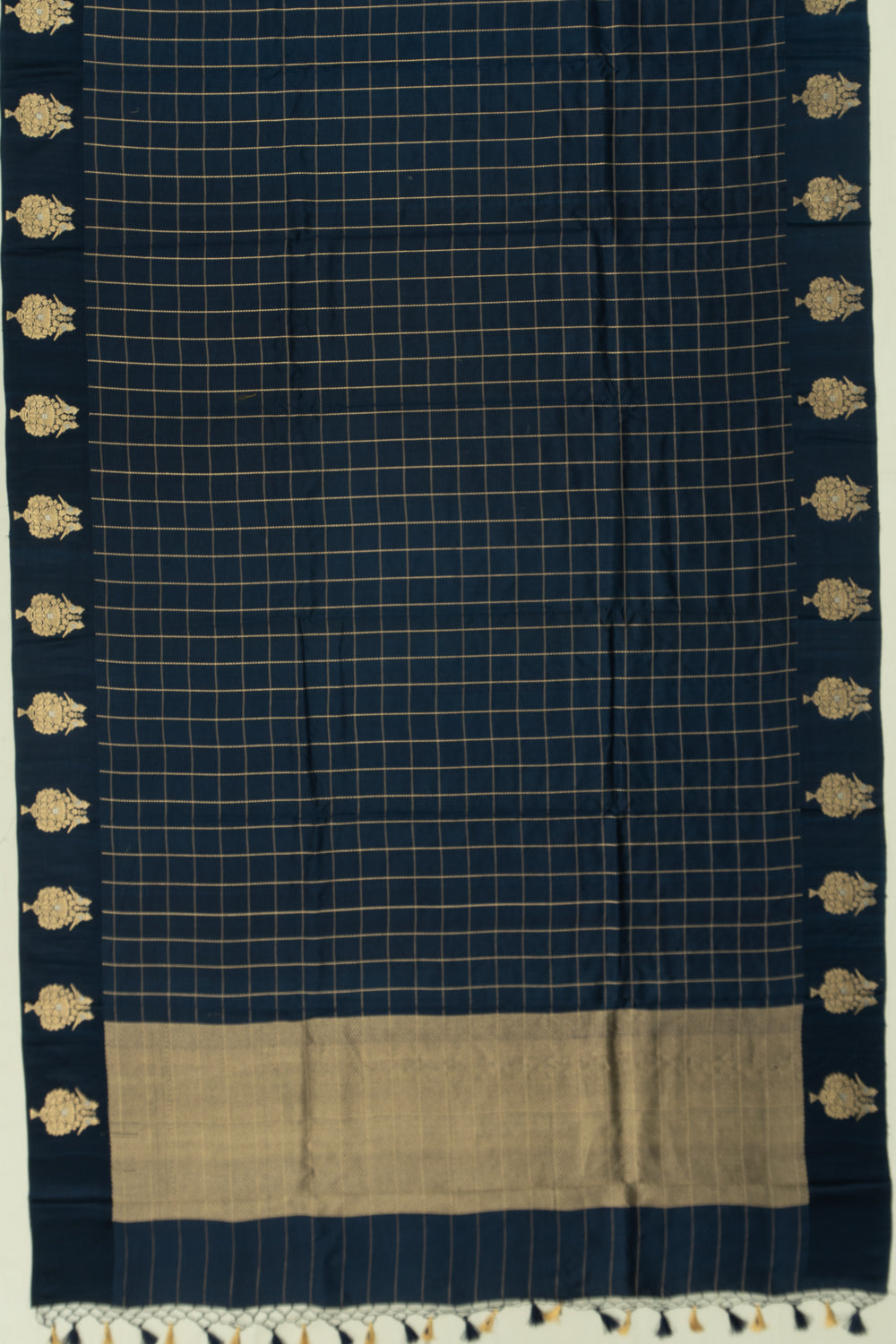 Banarasi Katan Silk Checks Black Saree