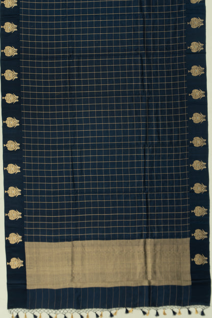 Banarasi Katan Silk Checks Black Saree