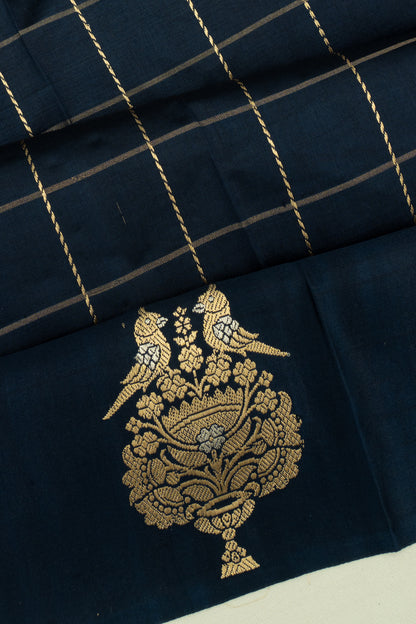 Banarasi Katan Silk Checks Black Saree