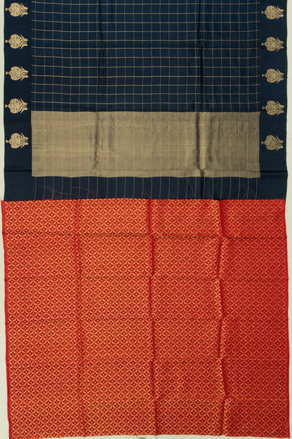 Banarasi Katan Silk Checks Black Saree