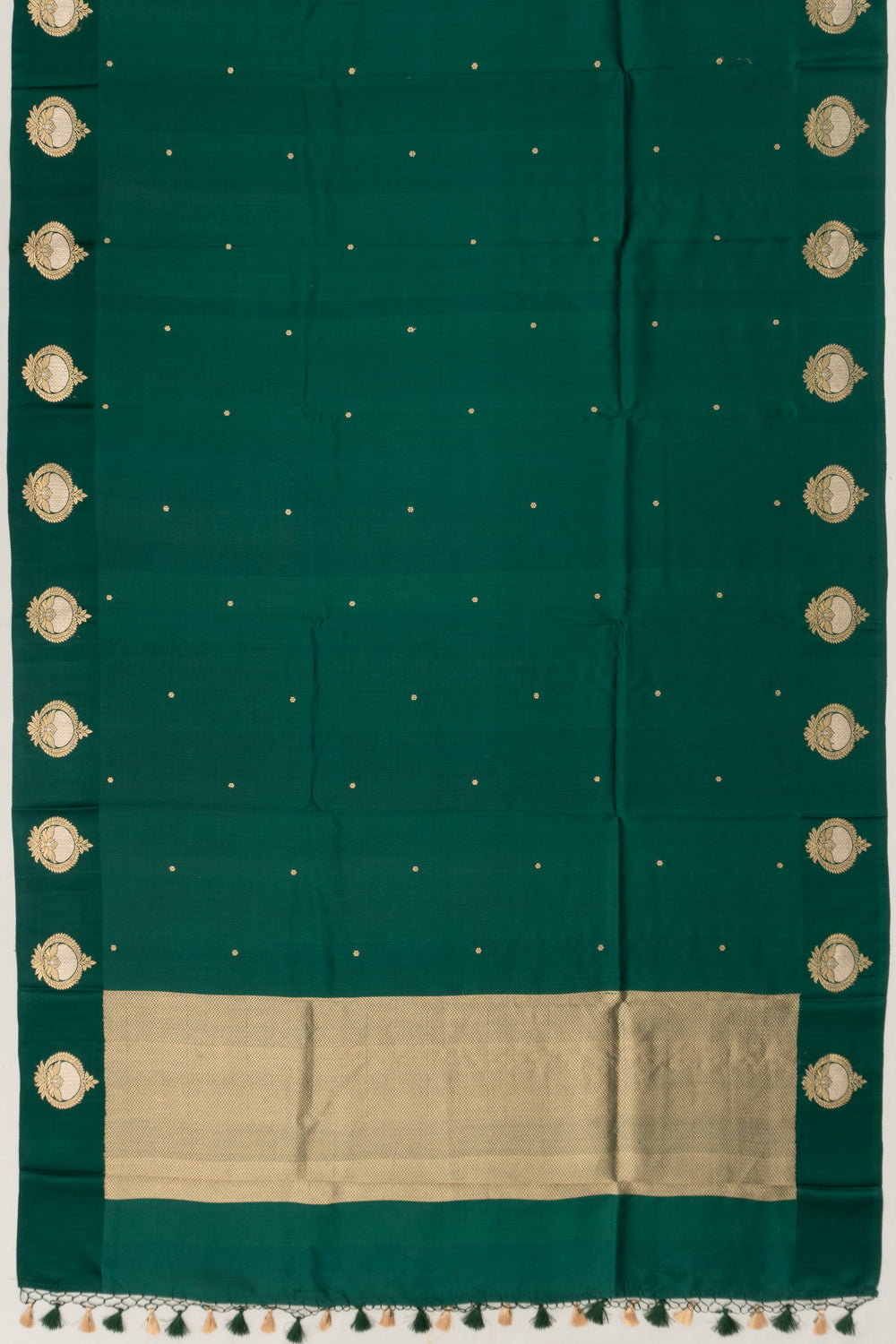 Banarasi Katan Silk Butta Bottle Green Saree