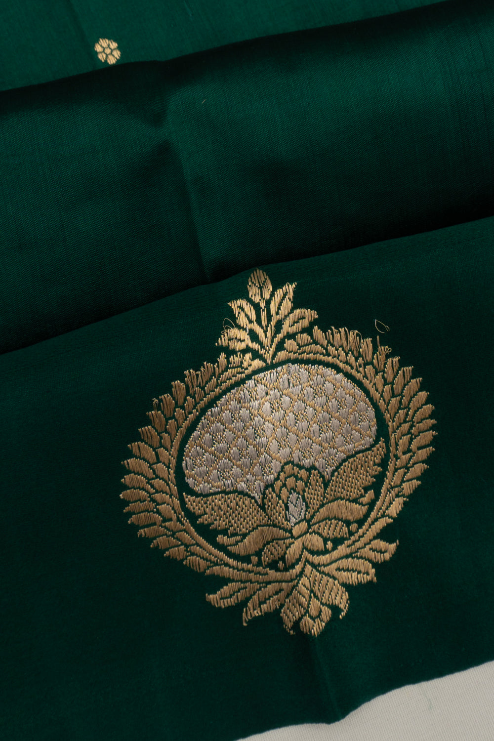 Banarasi Katan Silk Butta Bottle Green Saree