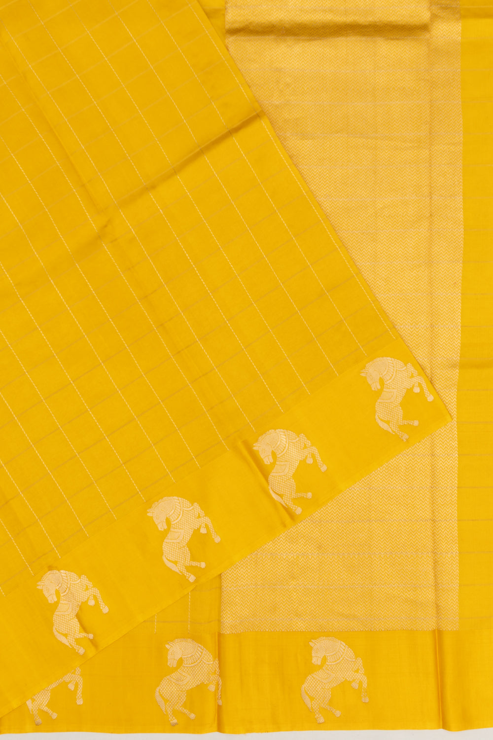 Banarasi Katan Silk Checks Yellow Saree