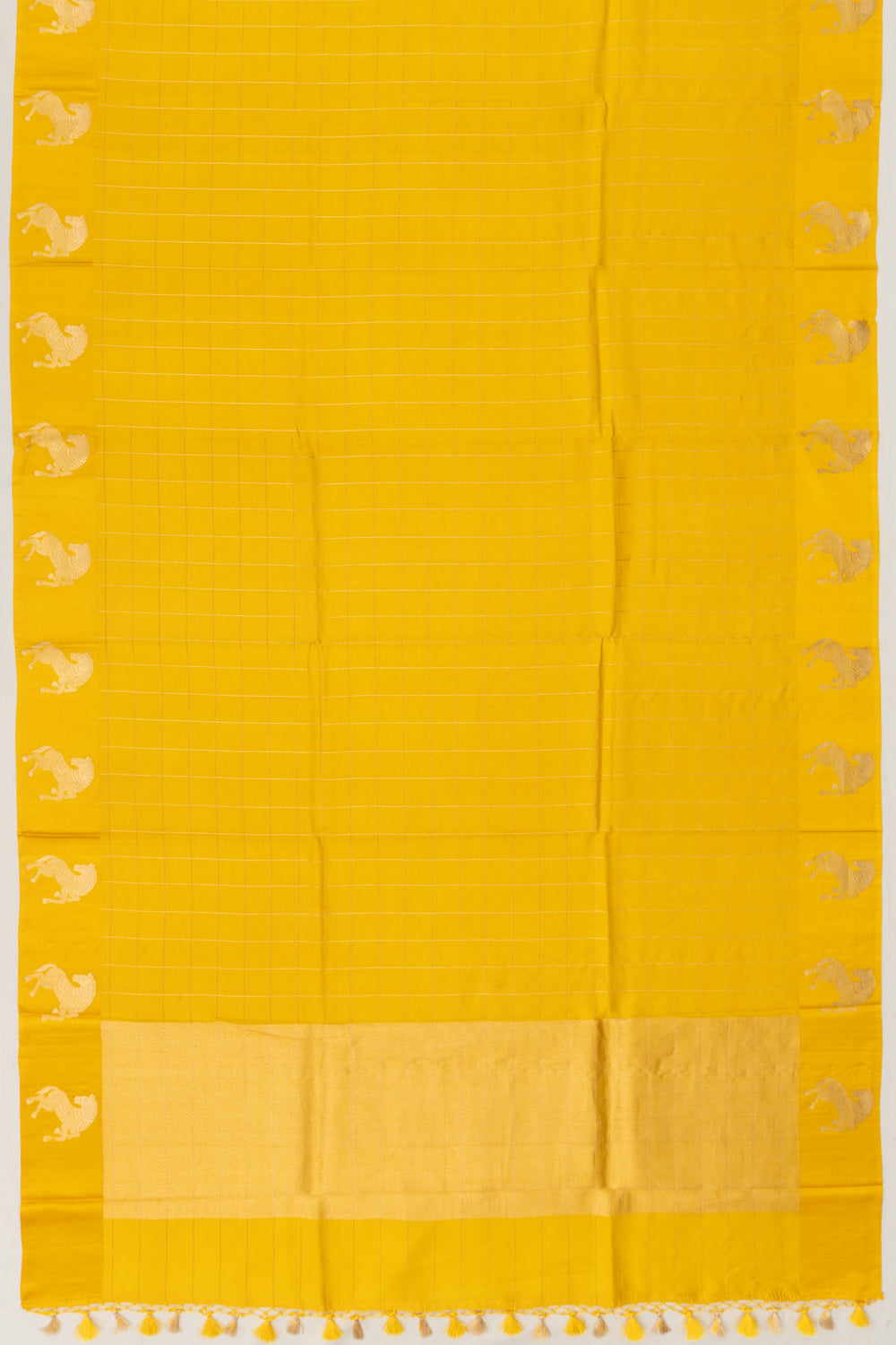 Banarasi Katan Silk Checks Yellow Saree