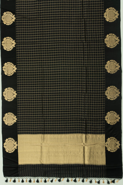 Banarasi Katan Silk Checks Black Saree