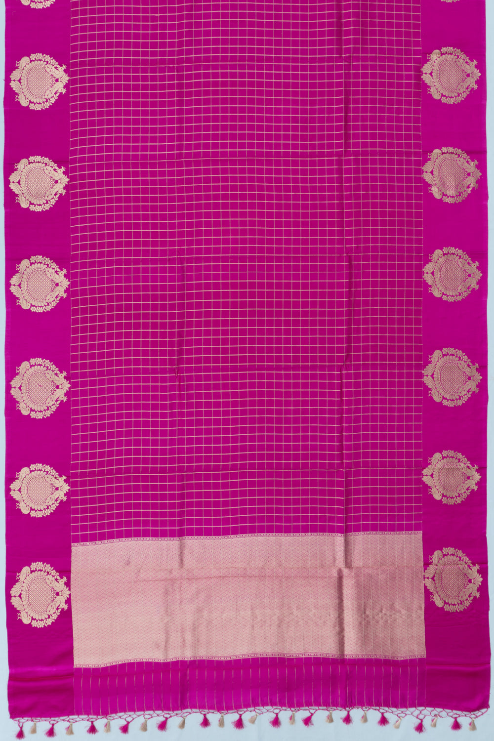 Banarasi Katan Silk Checks Pink Saree