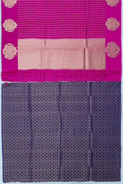 Banarasi Katan Silk Checks Pink Saree