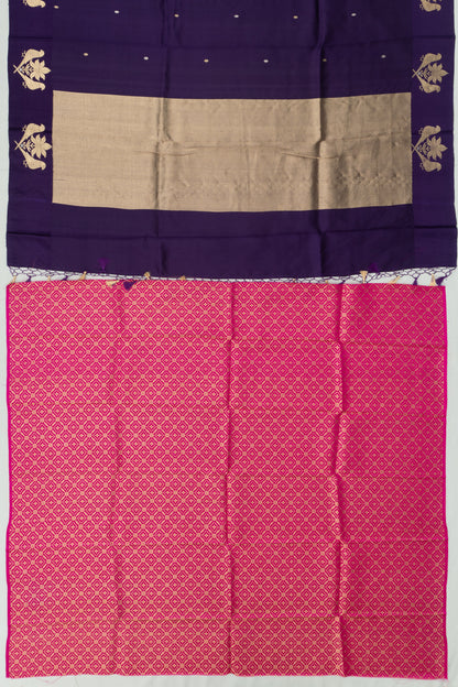 Banarasi Katan Silk Butta Deep Purple Saree