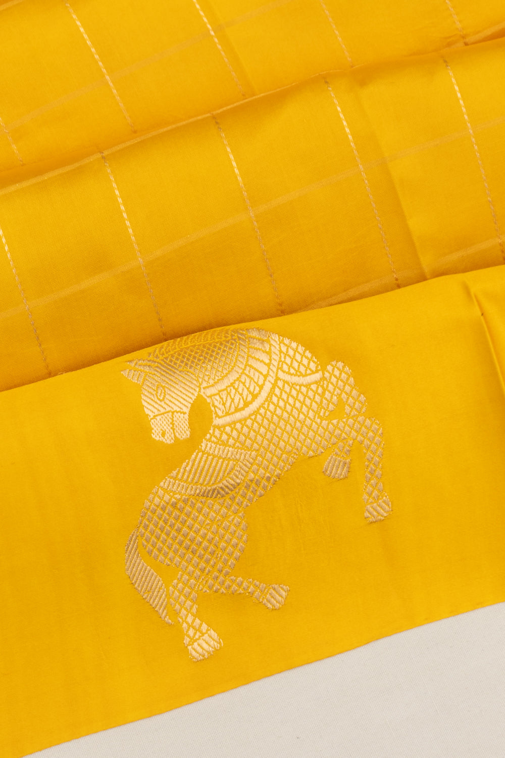 Banarasi Katan Silk Checks Yellow Saree