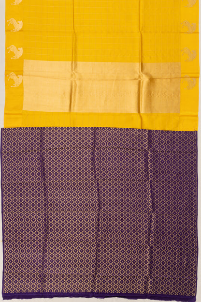 Banarasi Katan Silk Checks Yellow Saree