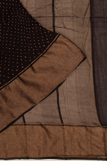 Maheshwari Cotton Silk Bandhani Black Saree