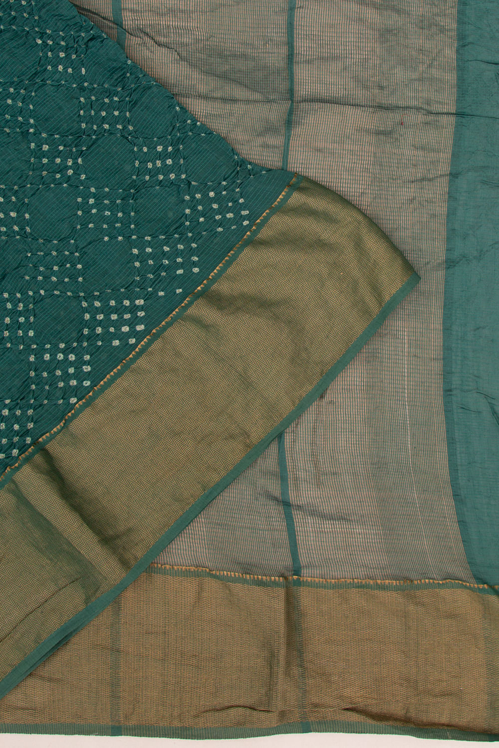 Maheshwari Cotton Silk Bandhani Sage Green Saree