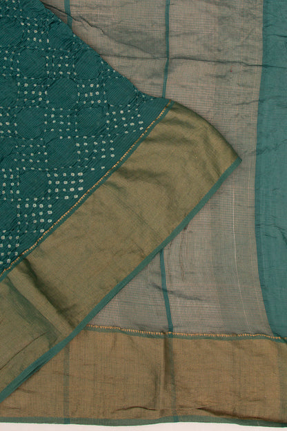 Maheshwari Cotton Silk Bandhani Sage Green Saree