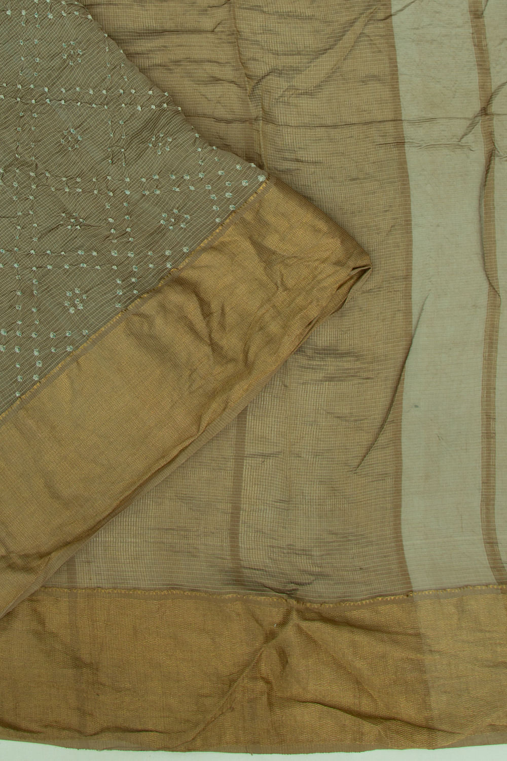 Maheshwari Cotton Silk Bandhani Pastel Green Saree
