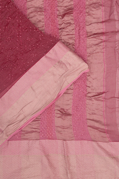 Maheshwari Cotton Silk Bandhani Peach Saree