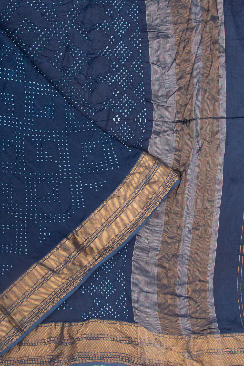Chiniya Silk Bandhani Blue Saree