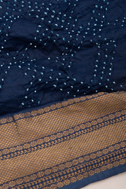 Chiniya Silk Bandhani Blue Saree