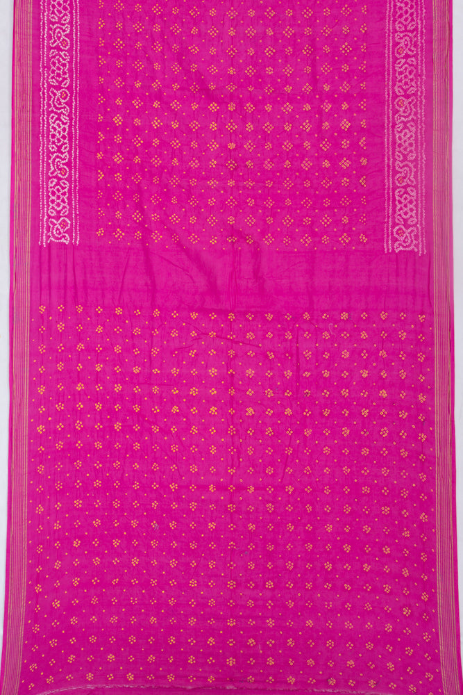 Chiniya Silk Bandhani Rani Pink Saree