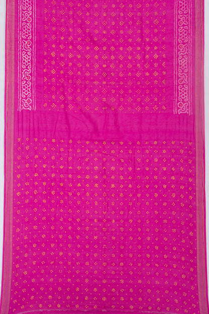 Chiniya Silk Bandhani Rani Pink Saree