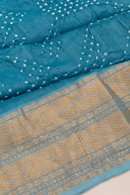 Chiniya Silk Bandhani Blue Saree