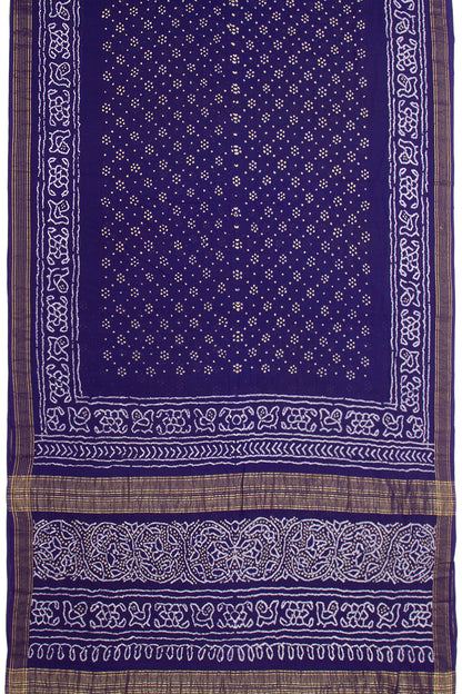 Venkatagiri Cotton Bandhani Dark Blue Saree