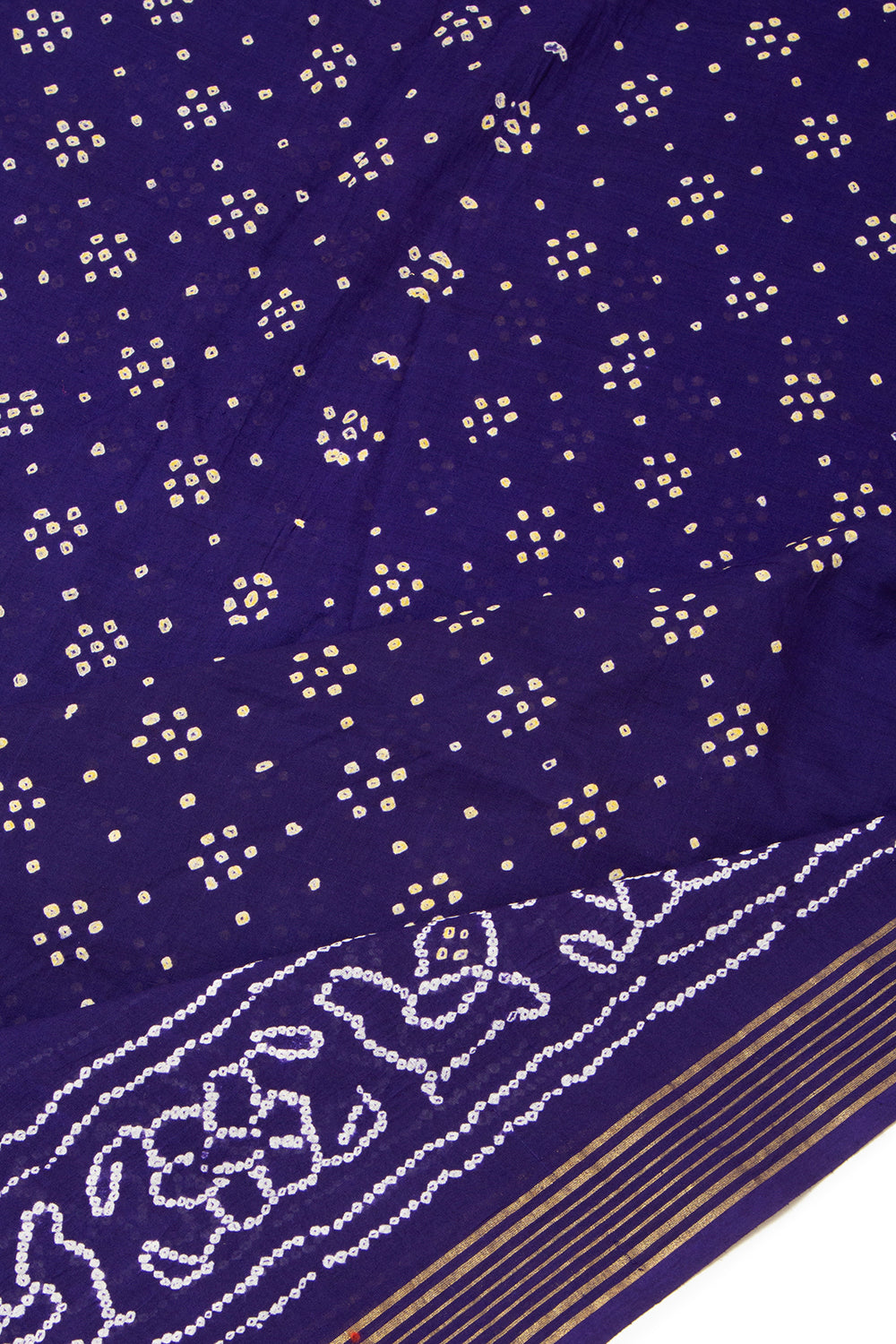 Venkatagiri Cotton Bandhani Dark Blue Saree