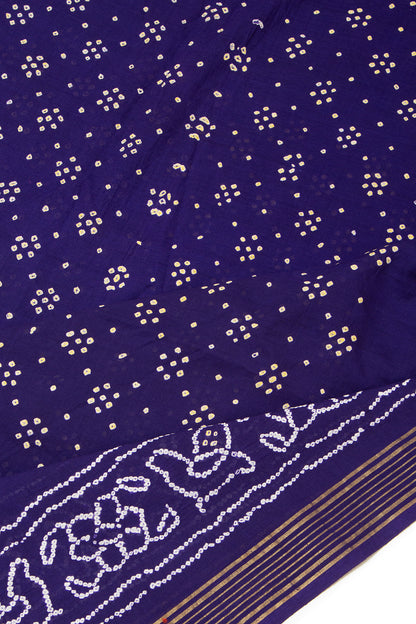 Venkatagiri Cotton Bandhani Dark Blue Saree