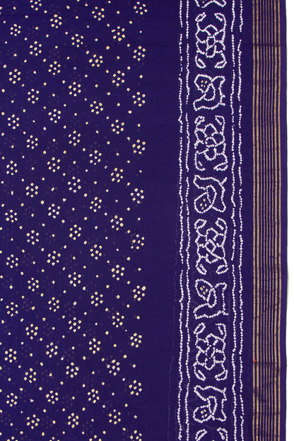 Venkatagiri Cotton Bandhani Dark Blue Saree