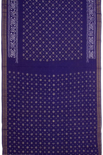 Venkatagiri Cotton Bandhani Dark Blue Saree