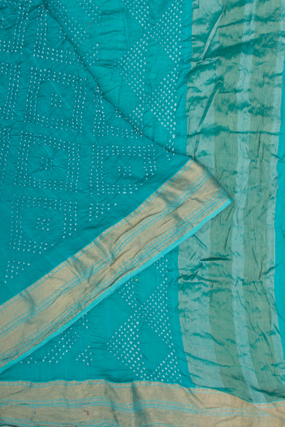 Chiniya Silk Bandhani Sea Blue Saree