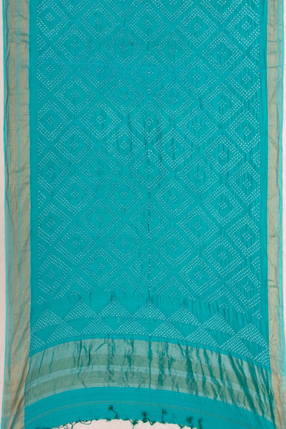 Chiniya Silk Bandhani Sea Blue Saree