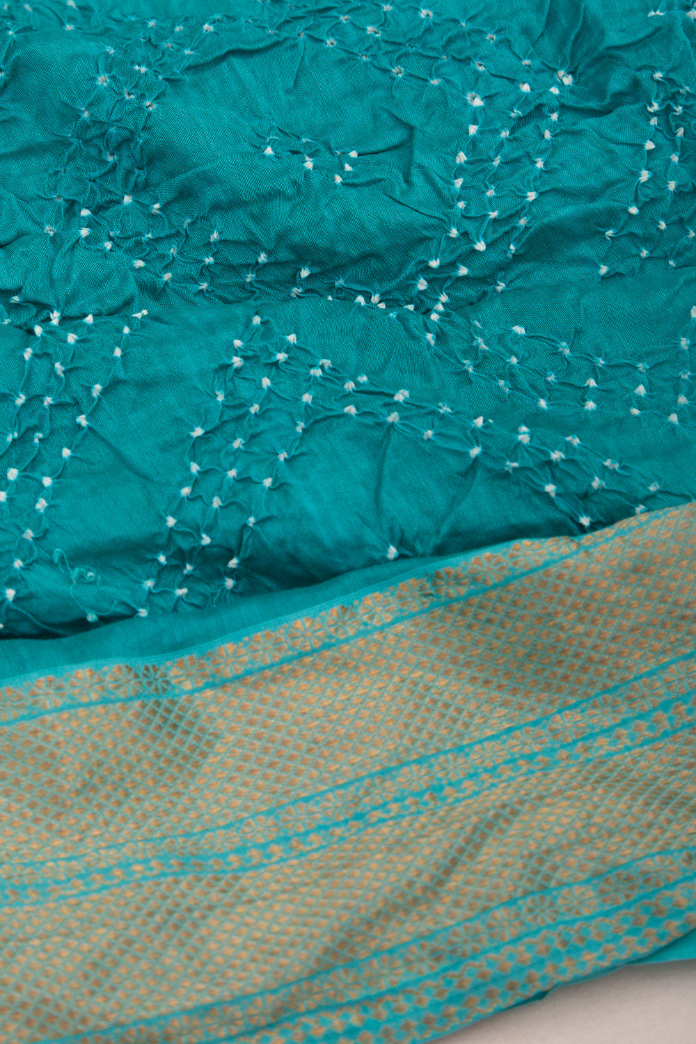Chiniya Silk Bandhani Sea Blue Saree