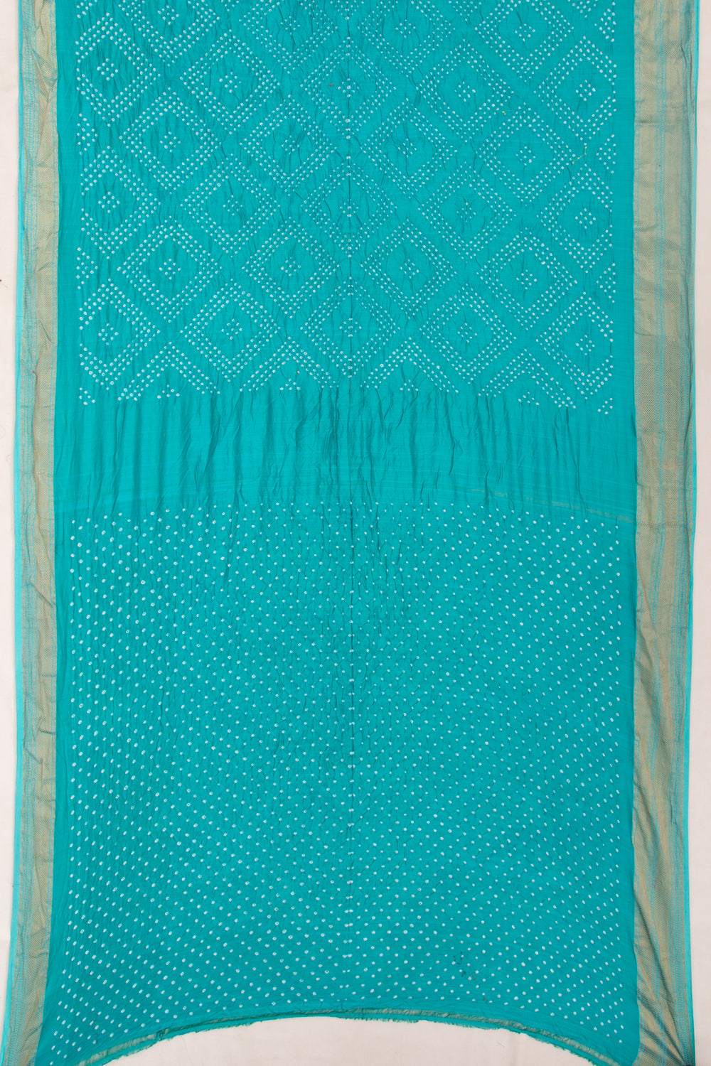 Chiniya Silk Bandhani Sea Blue Saree