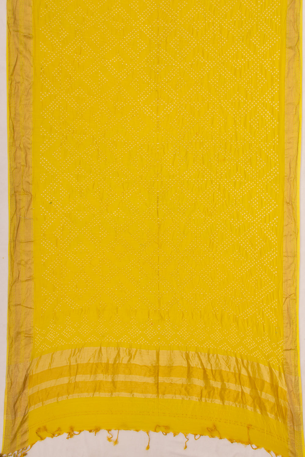 Chiniya Silk Bandhani Yellow Saree