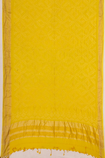 Chiniya Silk Bandhani Yellow Saree