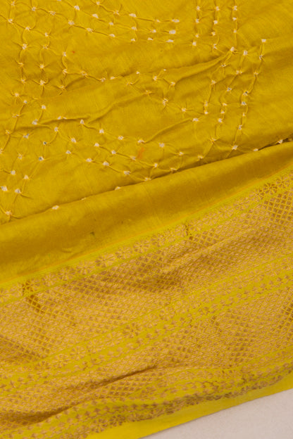 Chiniya Silk Bandhani Yellow Saree
