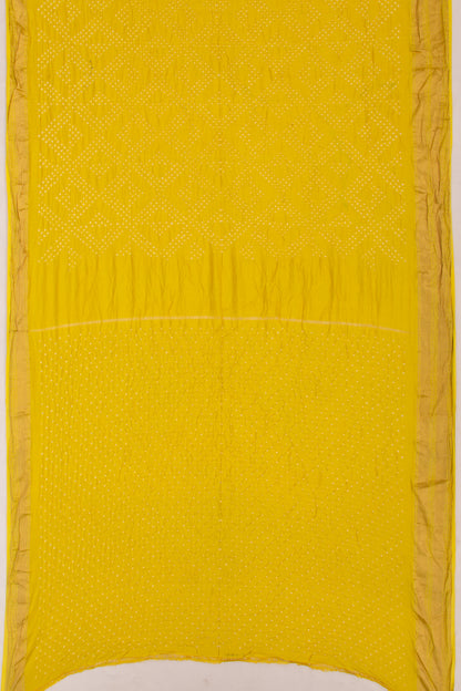 Chiniya Silk Bandhani Yellow Saree