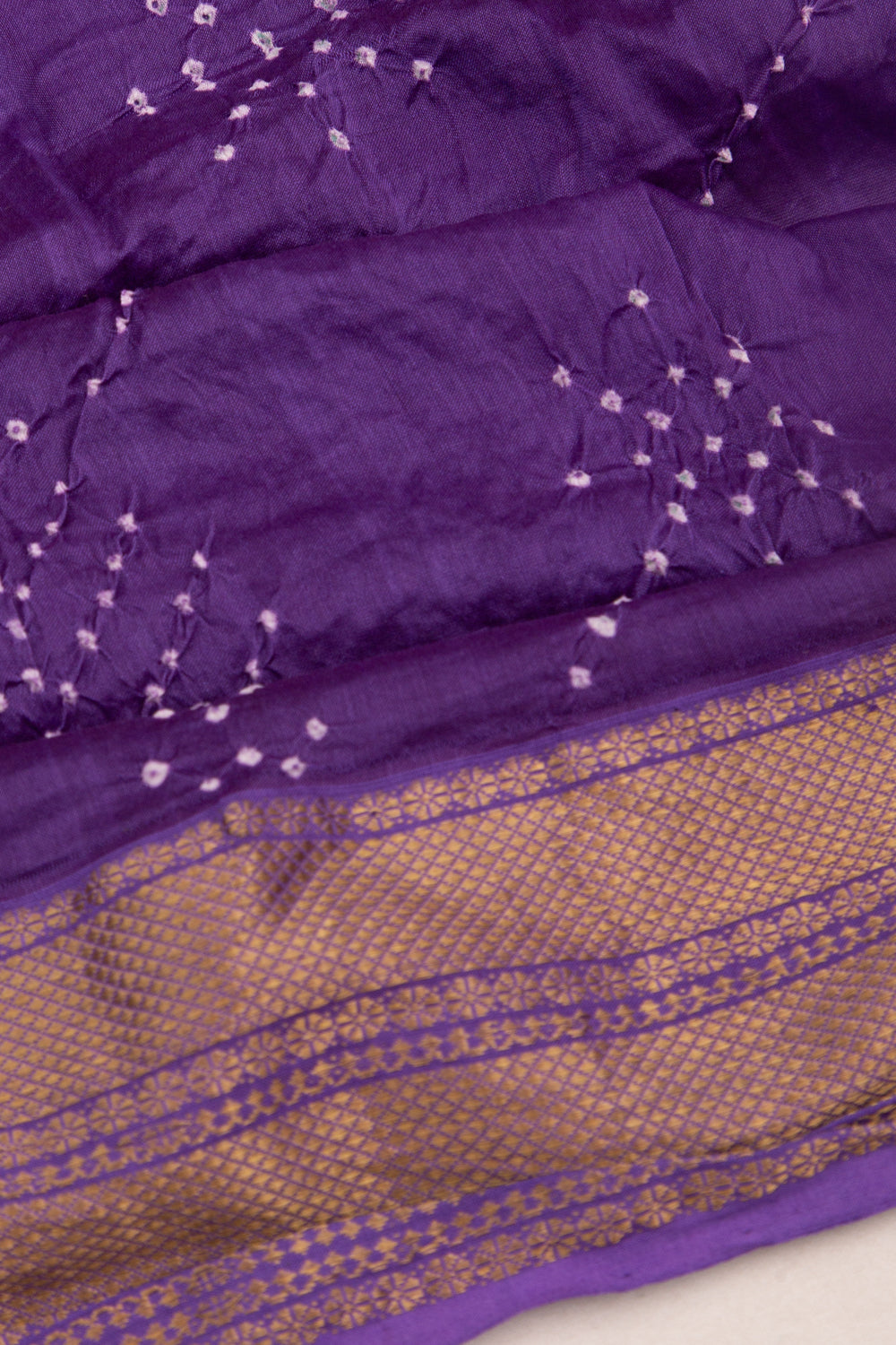 Chiniya Silk Bandhani Violet Saree