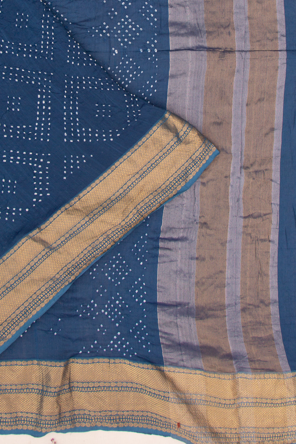 Chiniya Silk Bandhani Blue Saree