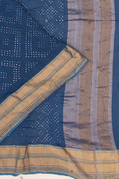 Chiniya Silk Bandhani Blue Saree