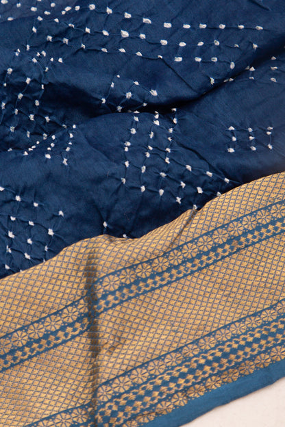 Chiniya Silk Bandhani Blue Saree