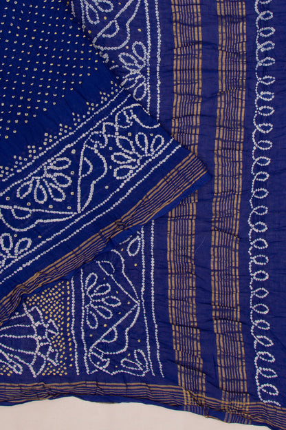 Chiniya Cotton Bandhani Dark Blue Saree