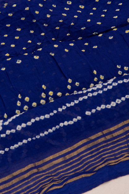 Venkatagiri Cotton Bandhani Dark Blue Saree