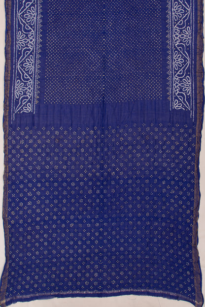 Venkatagiri Cotton Bandhani Dark Blue Saree