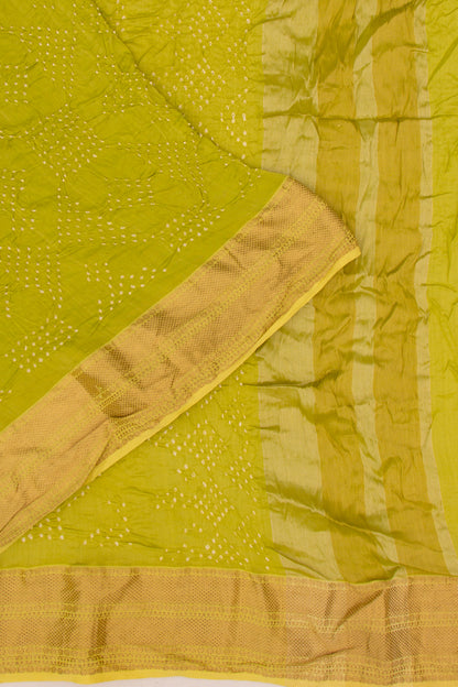 Chiniya Silk Bandhani Mehendi Green Saree