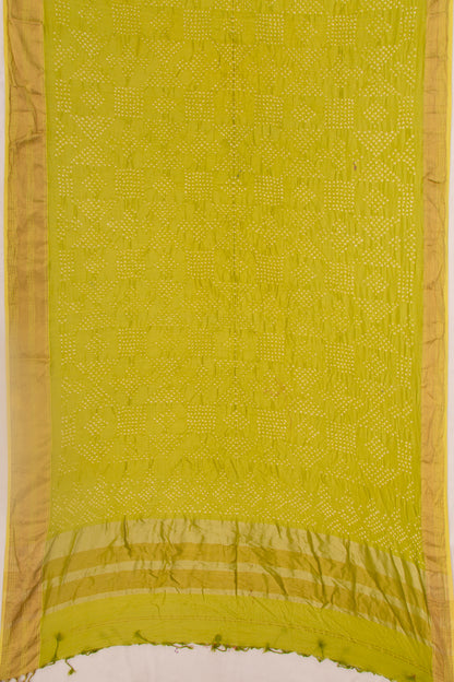 Chiniya Silk Bandhani Mehendi Green Saree