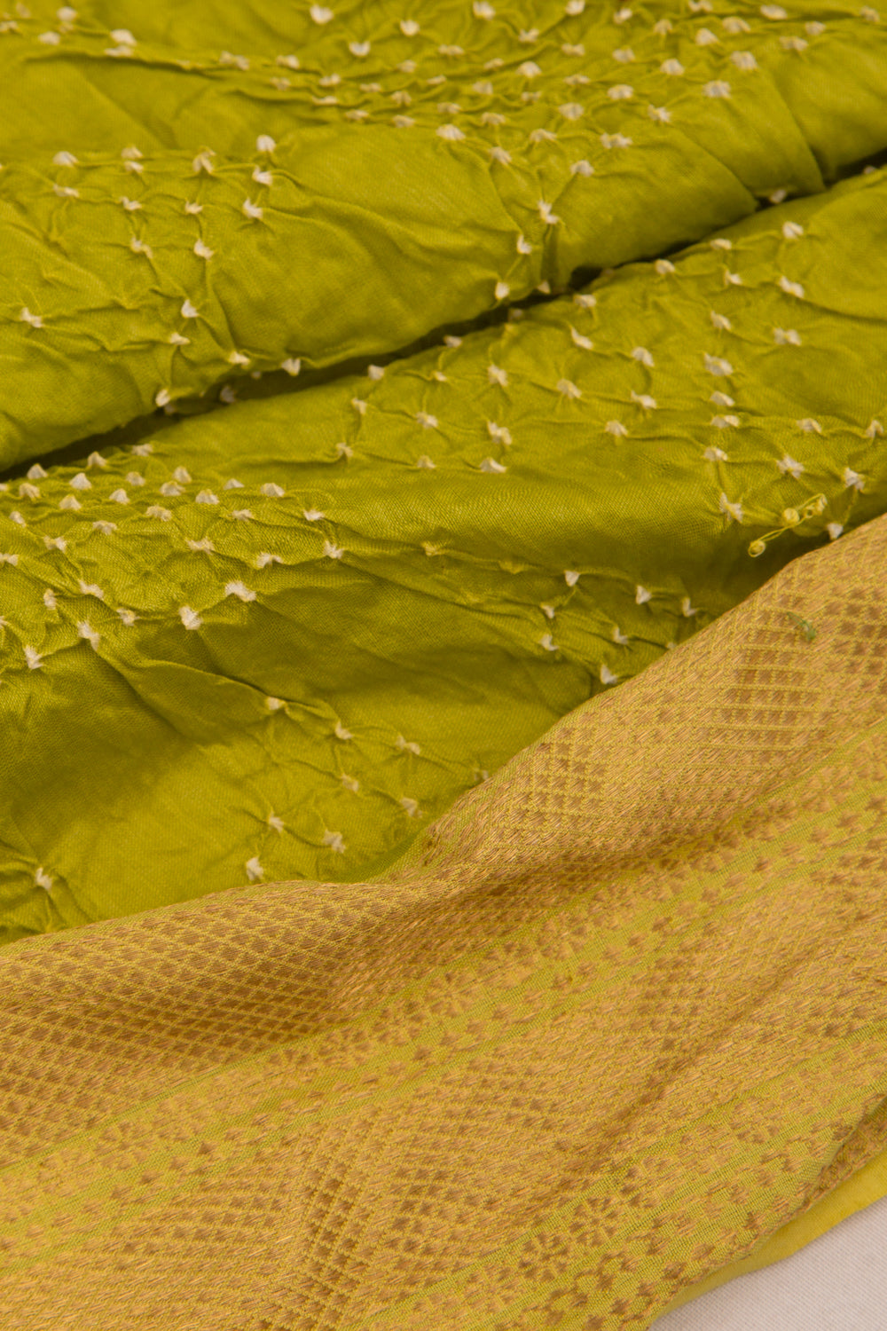 Chiniya Silk Bandhani Mehendi Green Saree