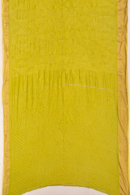 Chiniya Silk Bandhani Mehendi Green Saree