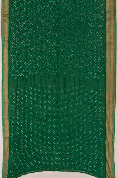 Chiniya Silk Bandhani Bottle Green Saree