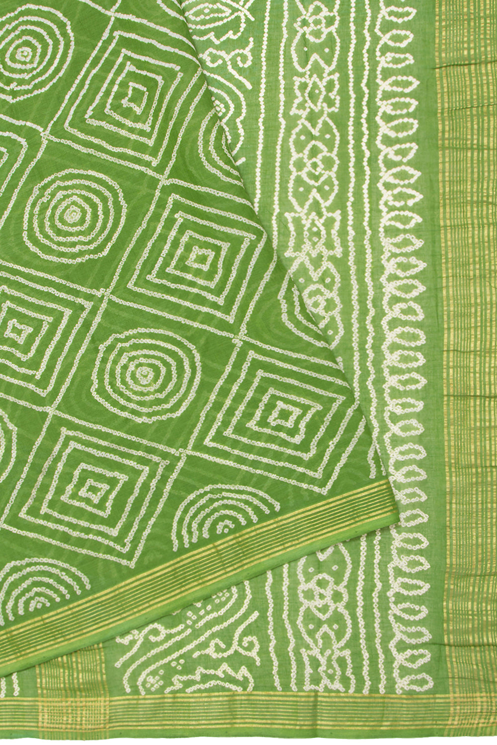 Venkatagiri Cotton Bandhani Green Saree